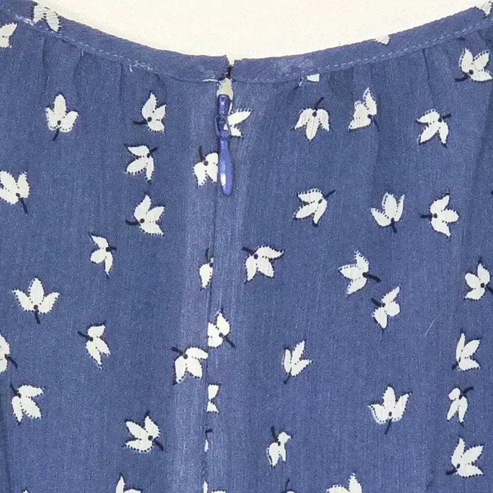 J. Crew floral midi dress. Size 8. Boho / peasant vibe. Blue. Flutter sleeves.